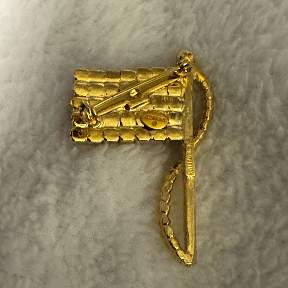 #1242 Alex and Ani American Flag Gold-tone & Red White & Blue Crystal Brooch Pin - Picture 5 of 10